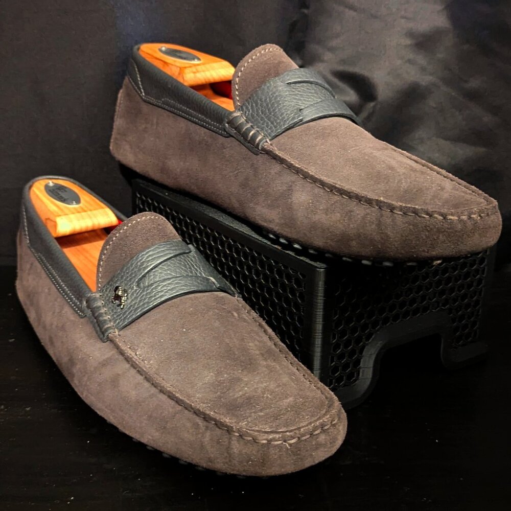 Tod’s x Ferrari Brown Suede Penny Driving Loafers Men’s Size 9.5